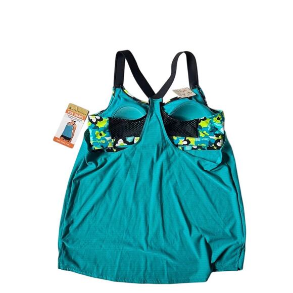 Zeroxposure Swim Tankini Top Teal Floral UPF 30+ Quick Dry NWT Sz S - Picture 5 of 7
